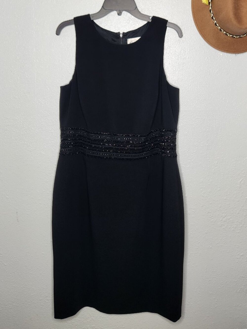 NEW Oscar de la Renta Size 14 Black Beaded Mini Cocktail Dress